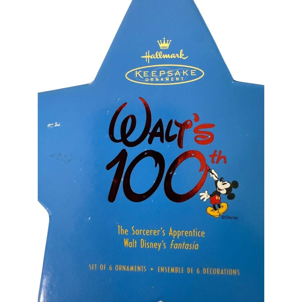 2001 HALLMARK KEEPSAKE DISNEY WALTS 100TH THE SORCERER'S APPRENTICE ORNAMENT SET